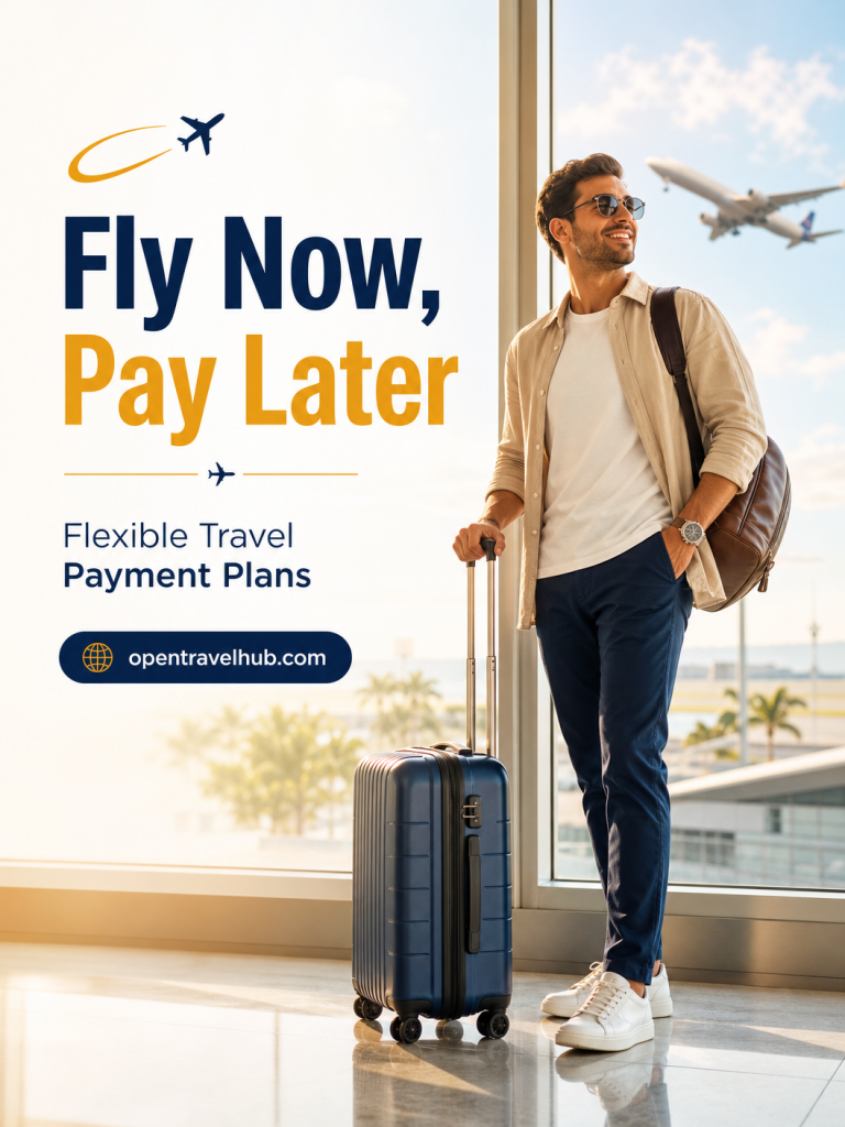 Fly Now Pay Later Travel Payment Plans Infographic for OpenTravelHub